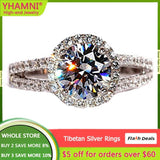 Tibetan Silver Ring 2.0ct Cubic Zircon Wedding Band