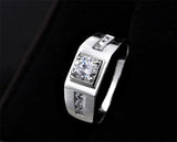 Men's 925 Silver CZ Wedding Ring Engagement Jewelry