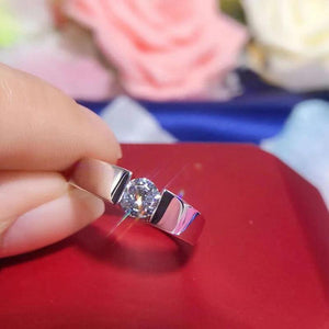 Men's Silver Promise Band Ring with AAAAA Zircon CZ