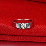 Men's Silver Promise Band Ring with AAAAA Zircon CZ