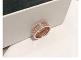 Stainless Steel Rose CZ Ring for Women Men Couple Wedding Gift