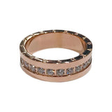 Stainless Steel Rose CZ Ring for Women Men Couple Wedding Gift