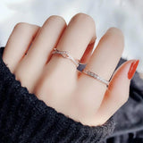 Rose Stainless Steel Rings Women Jewelry Crystal Finger Ring Accessories