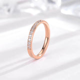 Rose Stainless Steel Rings Women Jewelry Crystal Finger Ring Accessories