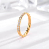 Rose Stainless Steel Rings Women Jewelry Crystal Finger Ring Accessories