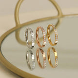 Rose Stainless Steel Rings Women Jewelry Crystal Finger Ring Accessories