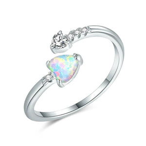 Fire Opal Women's Rings Cubic Zirconia Adjustable Wrap Ring