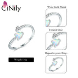 Fire Opal Women's Rings Cubic Zirconia Adjustable Wrap Ring