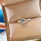 925 Silver Round Zircon CZ Ring Classic Wedding Gift