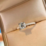 925 Silver Round Zircon CZ Ring Classic Wedding Gift