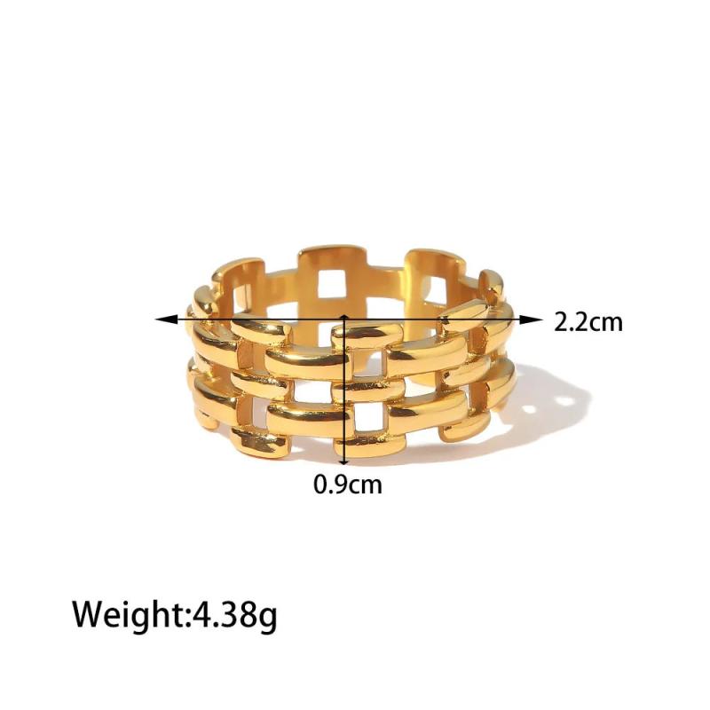 Hollow Chain Ring 18K Plated Stainless Steel Jewelry