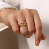 Hollow Chain Ring 18K Plated Stainless Steel Jewelry