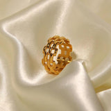 Hollow Chain Ring 18K Plated Stainless Steel Jewelry