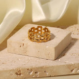 Hollow Chain Ring 18K Plated Stainless Steel Jewelry