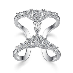 Crown Shape Zircon Ring Platinum Plated Wedding