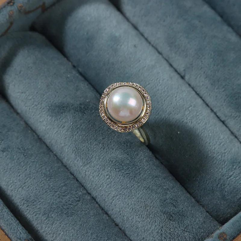 Purple Pearl Flower Charm Ring for Women A