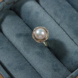 Purple Pearl Flower Charm Ring for Women A