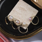 Purple Pearl Flower Charm Ring for Women A