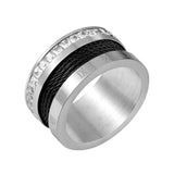 Square Rhinestones Roman Numerals Rings Classic Stainless Steel Wire Punk Ring