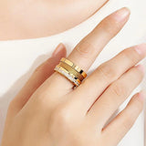Square Rhinestones Roman Numerals Rings Classic Stainless Steel Wire Punk Ring
