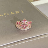 Pink CZ Crown Rings for Women CC3210