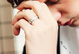 4mm Frosted Stainless Steel Ring Set Couple Wedding Band