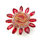 Big Sunflower Rings Red Champagne Zircon Crystal Funky Ring