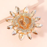 Big Sunflower Rings Red Champagne Zircon Crystal Funky Ring
