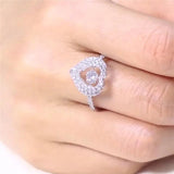 Dance Heart Promise Ring Silver Dance cz Stone Wedding Band