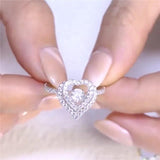 Dance Heart Promise Ring Silver Dance cz Stone Wedding Band