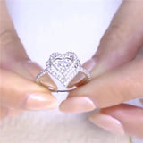 Dance Heart Promise Ring Silver Dance cz Stone Wedding Band