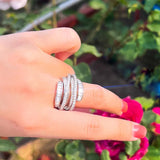 Geometric Cross Layer CZ Open Cuff Ring for Women R276