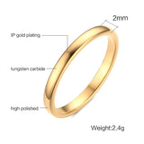 2MM Wide Silver Tungsten Carbide Rings for Women Wedding Finger Jewelry