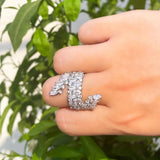 CZ Wrap Around Finger Ring Silver Women Party Wedding Banquet R225