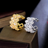ThreeGraces Sparkling CZ Geometric Bridal Wedding Ring R182