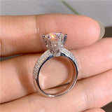 CC Women's 6 Claws CZ Stone Ring Fine Wedding Jewelry