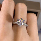 CC Women's 6 Claws CZ Stone Ring Fine Wedding Jewelry