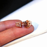 Crystal Rose Flower Rings 14k Plated Open Adjustable Ring