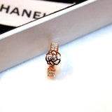 Crystal Rose Flower Rings 14k Plated Open Adjustable Ring