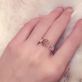 Crystal Rose Flower Rings 14k Plated Open Adjustable Ring