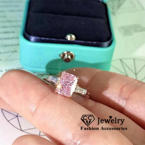 Pink Shine Stone Engagement Wedding Ring for Lady