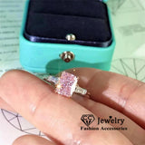 Pink Shine Stone Engagement Wedding Ring for Lady