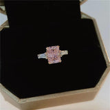 Pink Shine Stone Engagement Wedding Ring for Lady