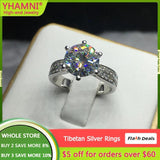 Tibetan Silver Ring High 9mm Zircon CZ Engagement Wedding Band