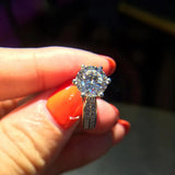 Tibetan Silver Ring High 9mm Zircon CZ Engagement Wedding Band