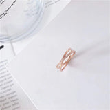 Micro-set Zircon Cross Ring 3-Color Titanium Steel Wedding Charm Jewelry (GR244)