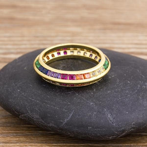 Copper Zircon Rings Colorful Wedding Rings Gift