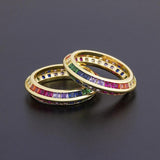 Copper Zircon Rings Colorful Wedding Rings Gift