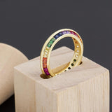 Copper Zircon Rings Colorful Wedding Rings Gift