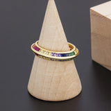 Copper Zircon Rings Colorful Wedding Rings Gift